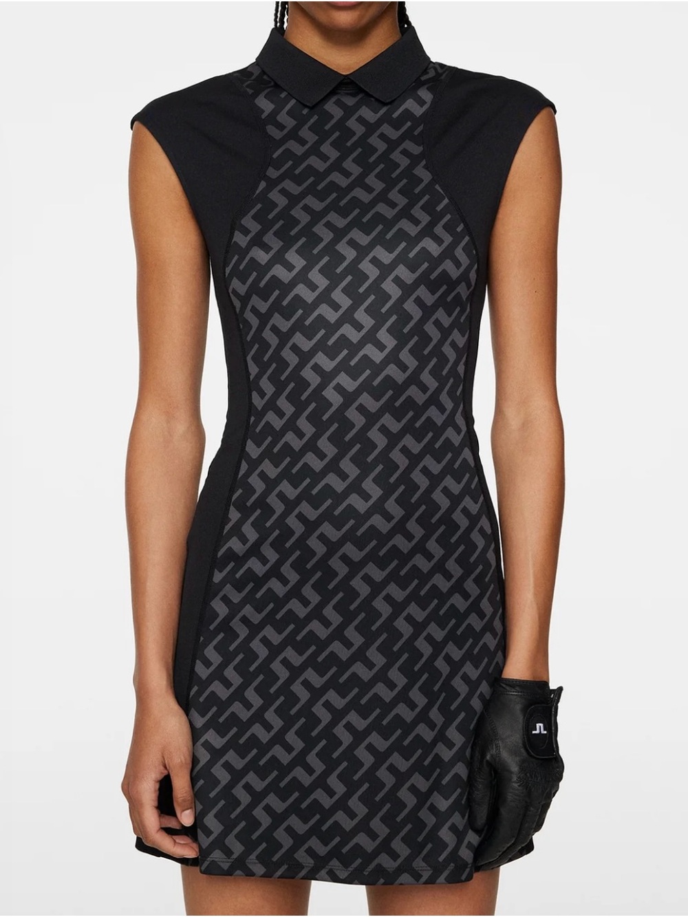 J.Lindeberg Black & Gray Sleeveless Polo Mini Dress